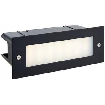 Aplique empotrable de jardín Seina, Policarbonato Negro texturizado, 1 bombilla, diámetro 8,5 cm, LED integrado, textura negro esmerilado, clasificación IP44