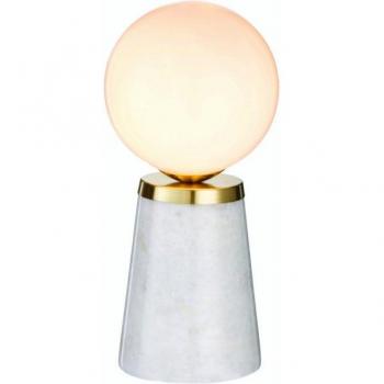 Lámpara de Mesa Otto de Mármol Blanco y Gris con Efecto Dorado Cepillado Satinado, Placa 1 Luz IP20 - G9