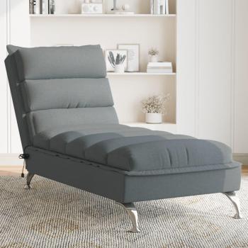 Chaise Longue de Masajes con Cojines en Tela Gris Oscuro
