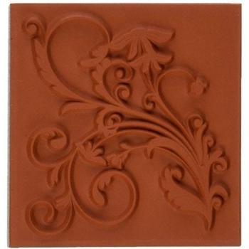 Deep Red Cling Stamp 2X2-Flourish W/Leaves