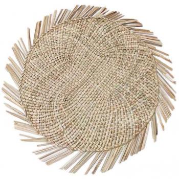 Salvamantel Individual Marrón de Fibra Vegetal-Cuerda con Flecos - Signes Grimalt By SIGRIS