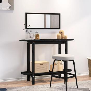 Mesa consola de madera maciza de pino 110x40x80 cm en color Blanco, Gris y Marrón miel, ideal para salón o comedor, también como mesita auxiliar o mesa de café