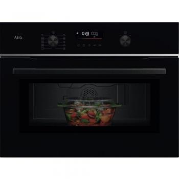 Horno Compacto Multifunción AEG TM5NK401B con Microondas y Display LED, 45 cm, 44L, Negro