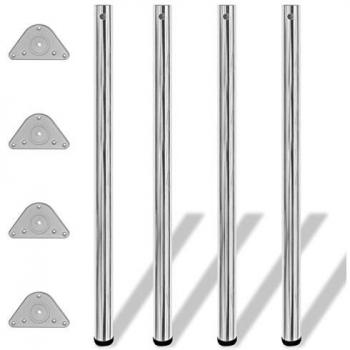 vidaXL 4 Height Adjustable Table Legs Chrome 1100 mm