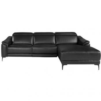 Sofá Chaise Longue Relax Derecha de Piel Negra - 272 x 168 x 96 cm - Elegante y Funcional