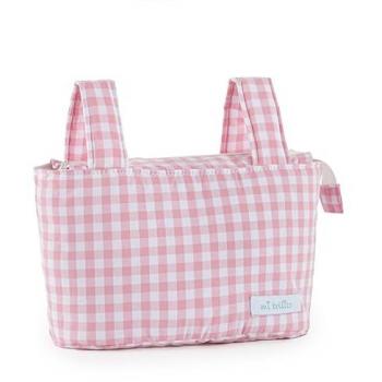 Bolsa Organizadora Multifuncional para Carro de Bebé Mi Bollito Rosa Vichy 15 x 18 x 45 cm