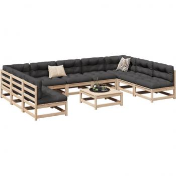 vidaXL 10 Piece Garden Sofa Set Solid Wood Pine
