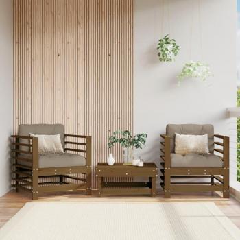 Conjunto de sillones de jardín 2 unidades madera maciza pino marrón miel