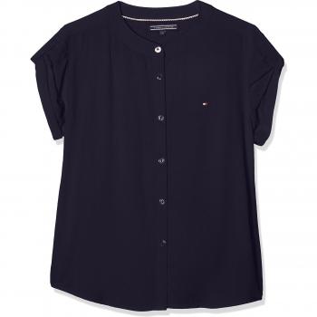 Tommy Hilfiger Ame Solid Rayon Shirt S/S, Camiseta sin Mangas para Niños, Azul