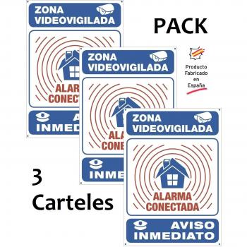 Pack de 3 carteles disuasorios interior/exterior PREMIUM y ULTRA-resistentes