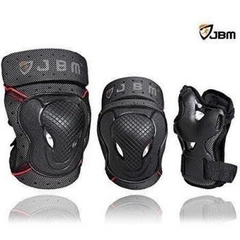 JBM rodilleras coderas muñequeras aenergy para ciclismo, paseos, ciclismo y varios deportes y Scooter, Skateboard, bicicletas, patines, color Negro