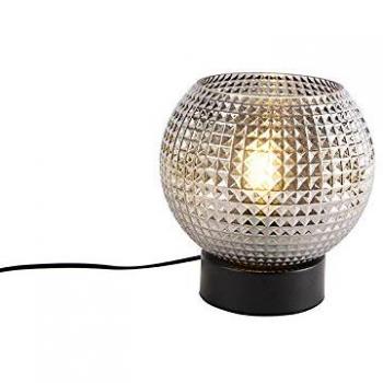 Lámpara de mesa Art Deco negra con cristal ahumado - SPHERE