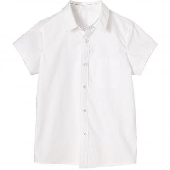 VERTBAUDET Camisa Lisa niño Manga Corta Blanco Claro Liso 4A