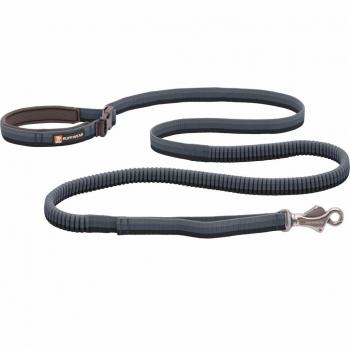 Correa para perro Ruffwear Roamer Gris con características de elasticidad, longitud ajustable, mango acolchado y diseño ligero