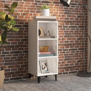 Aparador de madera multicapa blanco pulido 34,5x34x90 cm