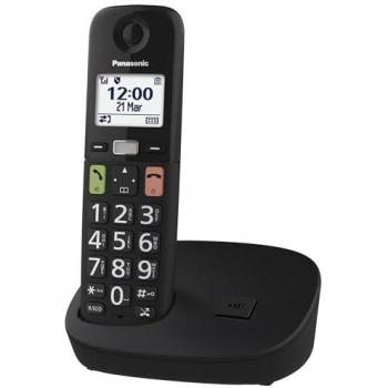 Teléfono Inalámbrico DECT Panasonic KX-TGU110EXB con Pantalla de 1.8 y Teclas Grandes, Compatible con Aparatos Auditivos, Color Negro