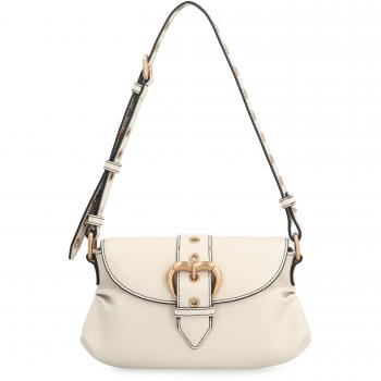 Pinko Women's Jolene Piccola Leather Shoulder Bag in Ivory | 102802A1W9 Color Z14Q - Heart-shaped design, flap closure, mini size, made of leather, color: white/ivory, one size