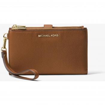Cartera de mujer Michael Kors de piel granulada con doble cremallera y asa de muñeca - Color Luggage