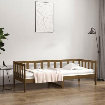 Sofá cama de madera maciza de pino marrón miel 90x190 cm