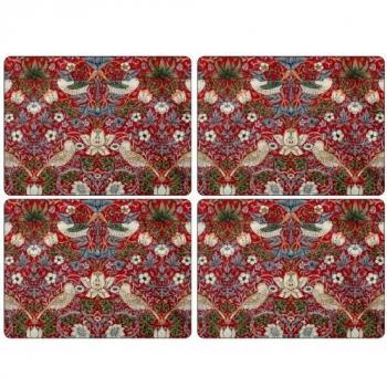 Pimpernel Strawberry Thief Rojo manteles Individuales, Madera, Multicolor, pequeña, Juego de 4