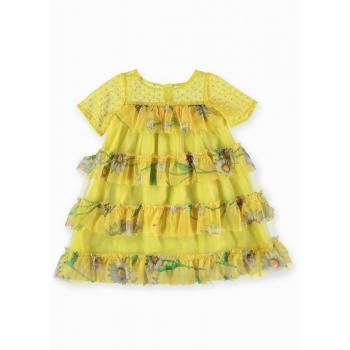 Vestido de tul con plumeti para niña