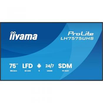 Pantalla Digital Signage iiyama ProLite LH7575UHS-B2AG - 75 (190,5 cm) LCD 4K UHD (3840 x 2160), Android 11, Wi-Fi, 500