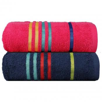 CASA COPENHAGEN Exotic Colección 475 g/m², 60cm x 120cm, algodón Juego de Toallas 2 Piezas Combo, Rosa y Azul