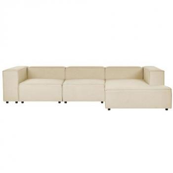 Sofá Esquinero Modular 3 Plazas Beige Lino Izquierdo con Piernas Negras Aprica