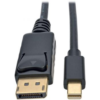 Tripp Lite Mini DisplayPort to DisplayPort Adapter Cable, 4K 60 Hz, Male-to-Male, Latching Connector, Black, 1.83m