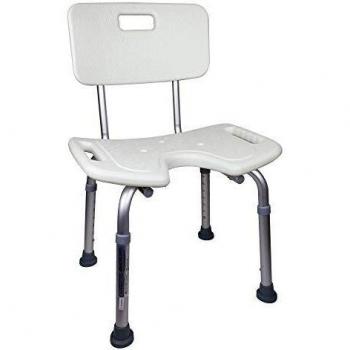 Mobiclinic, Silla de baño, Marisma, Taburete de Ducha, Marca Española, Asiento en U, Ortopédica, Altura Regulable, con Respaldo, Conteras Antideslizantes, para Personas Mayores, Movilidad Reducida
