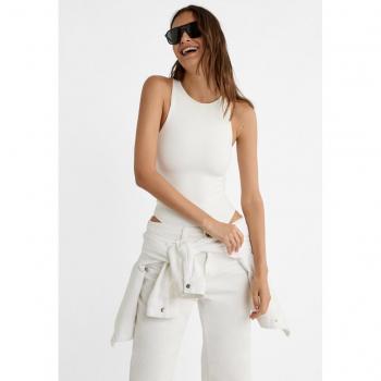 Ecru Polyamide Halter Bodysuit S