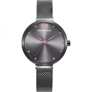 Mark Maddox - Reloj de mujer MM1006-17 con elegante diseño en acero y malla milanesa gris
