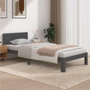 Estructura de cama de madera maciza de pino gris 90x200 cm