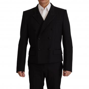 Dolce & Gabbana Black Double Breasted Wool Blazer Jacket - IT48 | M