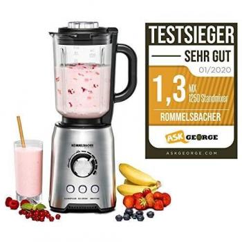 Batidora de vaso Rommelsbacher MX 1250 - Potente licuadora de 1200 W con jarra de 1,75 L en acero inoxidable