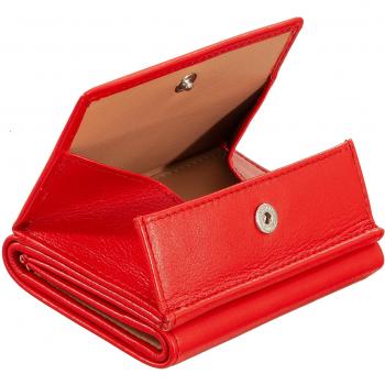 Dudu - Cartera pequeña de piel de becerro napa en rojo con monedero, diseño compacto con titulares de billetes y tarjetas