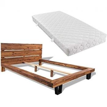 vidaXL Madera Acacia Maciza Cama Colchón Mueble Dormitorio Habitación Hogar Estructura Mobiliario Espacio para Dormir Soporte 140x200 cm