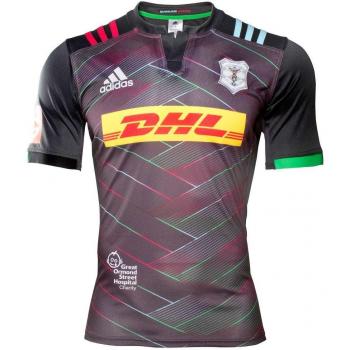 adidas Hq Bg Ss Jsy Y Camiseta de Manga Corta Harlequins Fc, Niños, Negro