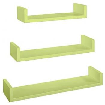 Estantes de pared mod. Calamita - Conjunto de 3 piezas color verde, diseño moderno