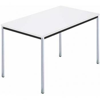 Mesa rectangular de tubo cuadrado cromado 1200 x 800 mm, color blanco