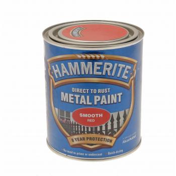 Hammerite Direct to Rust Metal Paint - Smooth Red Finish 750ML
