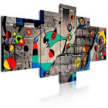 DekoArte 445 - Cuadros Modernos Impresión de Imagen Artística Digitalizada | Lienzo Decorativo Para Tu Salón o Dormitorio | Estilo Abstractos Moderno Arte Miró Colores Rojos | 5 Piezas 180 x 85 cm XXL