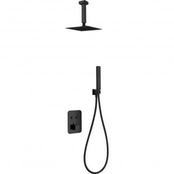 Conjunto de ducha termostática empotrado negro mate Imex GTP022/NG