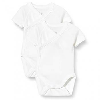 Pack de 2 bodies cruzados de manga corta para recién nacidos Petit Bateau - Unisex - Color blanco - Talla 74/12M