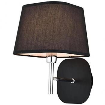 Aplique de pared WELLHOME de tela y metal negro para 1 bombilla E14, Max 40W, dimensiones 28x18x22 cm