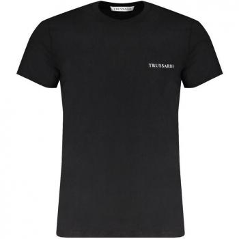 Trussardi Black Cotton T-Shirt with Print Logo - Male, Size: L