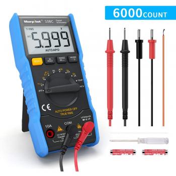 Multímetro Digital 6000 Cuentas, Polímetro Digital True RMS Autorango morpilot Tester NCV para medir AC/DC Voltage Corriente Resistencia Capacidad Temperatura LCD Retroiluminada