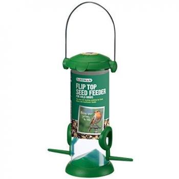 Comedero para Aves Silvestres con Tapa Abatible, Verde, 20 cm