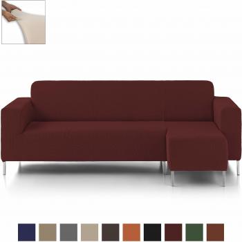 Eiffel Textile Nimes Funda para Sofá, Algodón, Rojo, Chaise Longue Brazo Corto Derecha, 240 x 195 x 2 cm