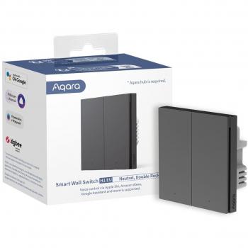 Interruptor de Pared Inteligente Aqara H1 (Con Neutro, Doble Balancín) - Gris Zigbee 3.0